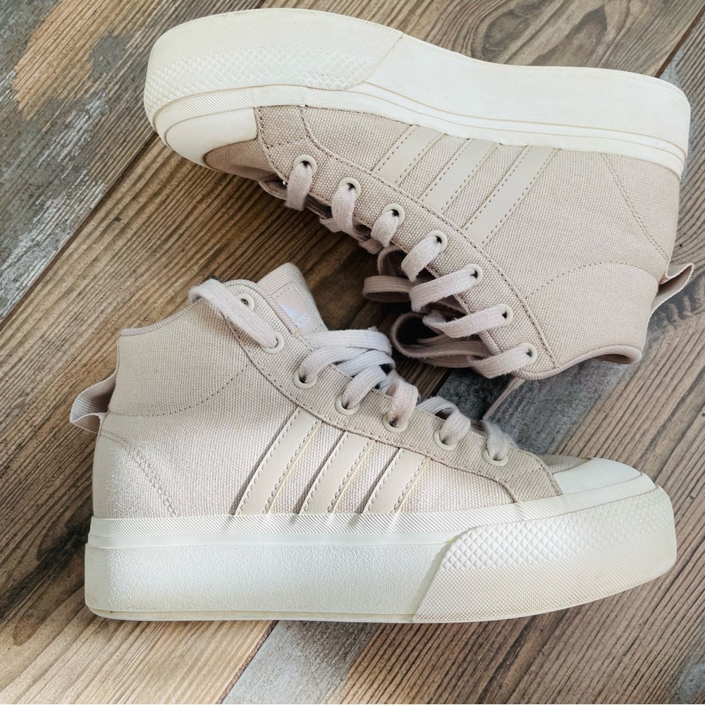 White and Tan Adidas Sneakers - Picture 3 of 5
